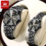 Olevs 9931 Couple Watch Set কাপল ঘড়ি সেট (সিটি লক) - Image 2